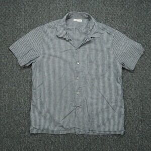 Alex Mill Shirt Men Medium Blue White Striped Linen Blend Short Sleeve